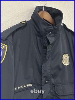 VINTAGE Police Jacket Adult Size 44R Black Patches Uniform Top Mens Rare