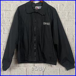 VTG Motorcraft Quality Parts Jacket Black Zip Front Soft Shell MBA Made In USA L