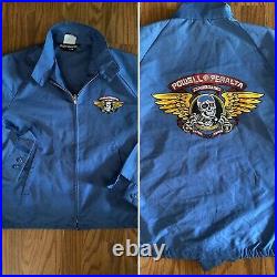 Vintage 80s Powell Peralta Ripper Bones Brigade Jacket Blue Work Skate Large