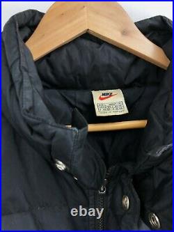 Vintage 90's Nike Puffer Jacket Black Big Swoosh Logo Mens Large