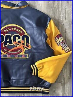 Vintage 90s Y2K Paco Sport 1989 Varsity Leather Jacket Sz XL VTG RARE GRAIL