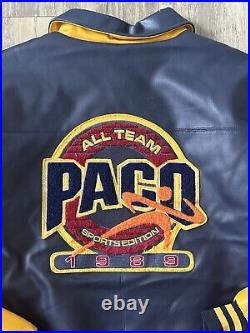 Vintage 90s Y2K Paco Sport 1989 Varsity Leather Jacket Sz XL VTG RARE GRAIL