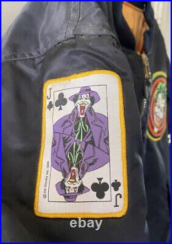 Vintage BATMAN MOVIE (Warner Bros, 1989) Joker Henchmen Black Bomber Jacket VG