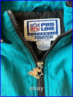 Vintage Mens L NFL Jaguars Banned Logo Starter Puffer Jacket Rare Patch Grail