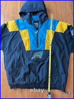 Vintage Mens L NFL Jaguars Banned Logo Starter Puffer Jacket Rare Patch Grail