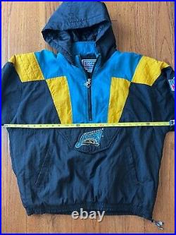 Vintage Mens L NFL Jaguars Banned Logo Starter Puffer Jacket Rare Patch Grail