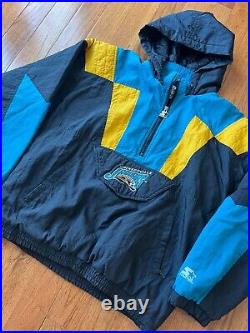 Vintage Mens L NFL Jaguars Banned Logo Starter Puffer Jacket Rare Patch Grail