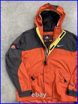 Vintage Nike ACG Orange Blue Zip Up Hooded Jacket Size Medium