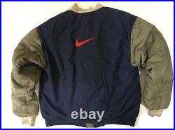 Vintage Nike Swooch Contrast Puffy Bomber Jacket Rare SZ M Color-Block
