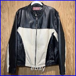 Vintage Wilsons M. Julian Leather Men's Motorcycle Cafe Racer Black/White Jacket