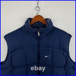 Vintage Y2K Nike Puffer Vest Small Swoosh Embroidery Logo Navy Size 2XL