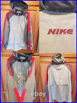 Vtg 90's NIKE 1/2 Zip Windbreaker Pullover Spellout Colorblock L Silver Tag