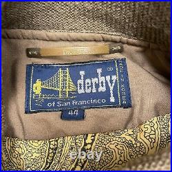 Vtg Derby of San Francisco 70's Men's Size 44 Brown Paisley Lining Bomber Jacket