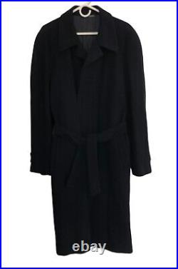 Vtg Fodera Bemberg Wool Cashmere Blend Navy Blue Long Coat Sz 54 Italy (44 USA)