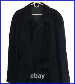 Vtg Fodera Bemberg Wool Cashmere Blend Navy Blue Long Coat Sz 54 Italy (44 USA)