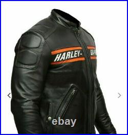 WWE Goldberg Bill Classic Men's Harley Davidson Black Leather Motorcycle Jacket