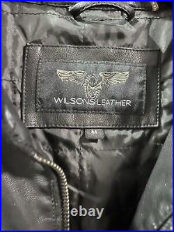 Wilsons Leather Jacket Mens M Black Full Zip