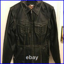 Women's Harley Davidson Combo Leather Riding Coat Jacket Medium
