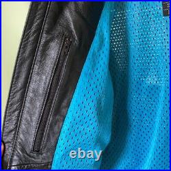 Womens Harley Davidson Black/Blue Leather Riding Jacket Medium