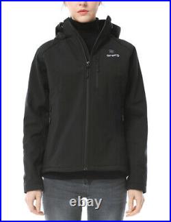 Womens Heated Battery Jacket Outdoor Cordless Full Zipper Heat Coat with Hood