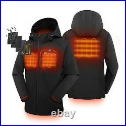 Womens Heated Battery Jacket Outdoor Cordless Full Zipper Heat Coat with Hood