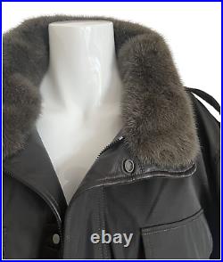 YVES SALOMON Jacket Coat Size XL Duck Down Mink Fur Collar Cedre Brown